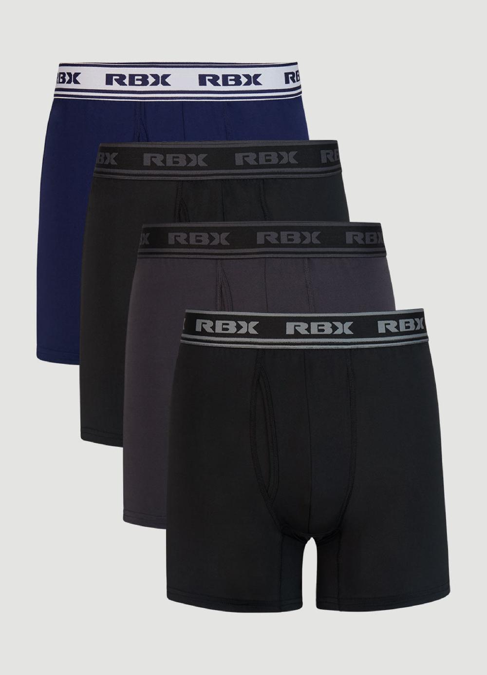 rbx Quick Dry Boxer Briefs with Fly 4-Pack