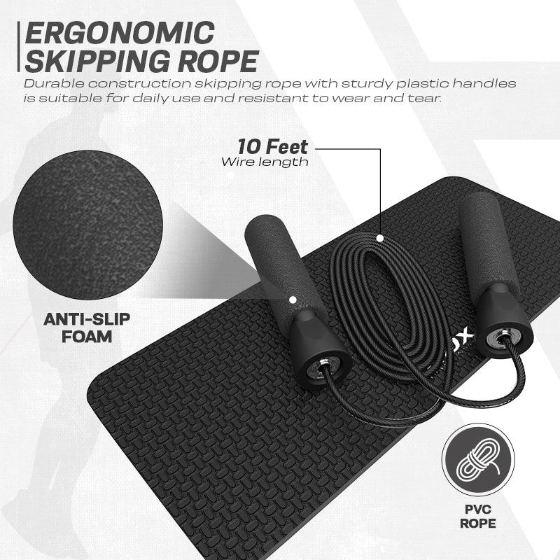 Rdx Sports RDX 1B 4-in1 Ab Roller With Push-Up Bar Skipping Rope & Knee Pad Set