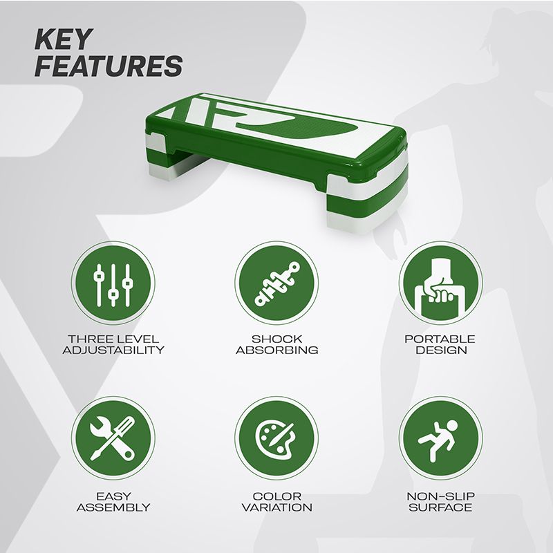 Rdx Sports RDX 1P 20cm Aerobic Step Platform With 3 Level Risers 5cm Height Each