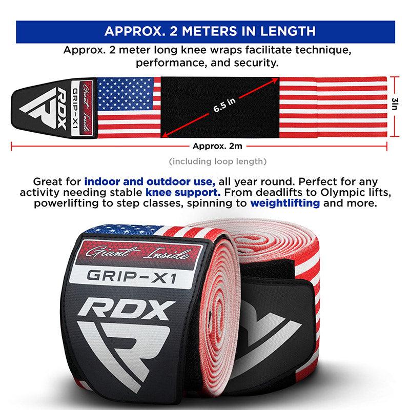 Rdx Sports RDX American Flag K1 Elasticated Knee Compression Bandage Wraps Oeko-Tex® Standard 100 Certified