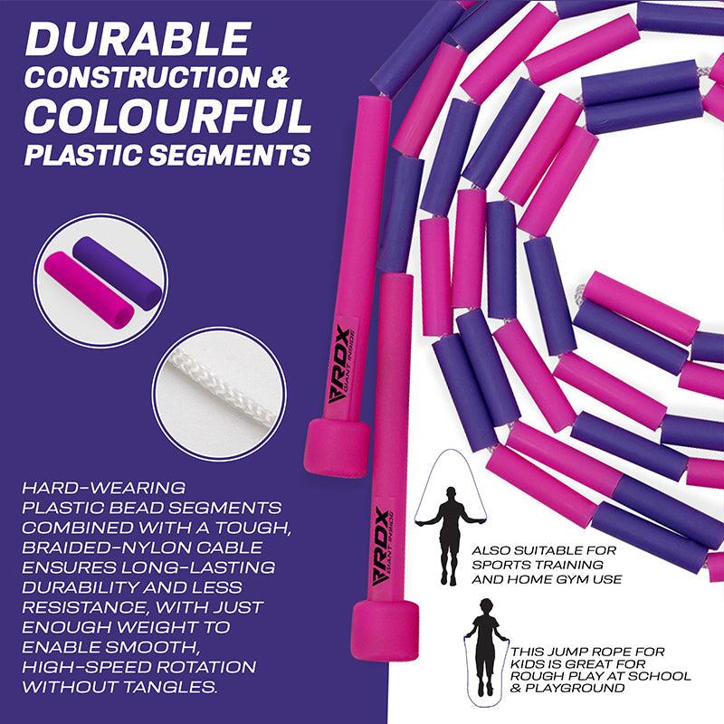 Rdx Sports RDX BP Pink Purple Colour Braided Nylon Tangle-Free 10ft Kids Skipping Rope