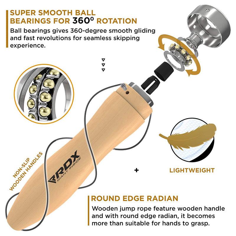 Rdx Sports RDX BR 10.3ft Wooden Handles Skipping Rope