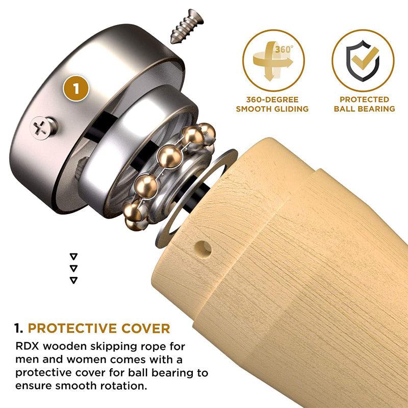 Rdx Sports RDX BR 10.3ft Wooden Handles Skipping Rope