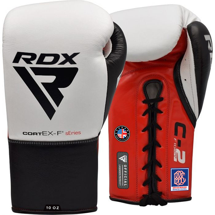 Rdx Sports RDX C2 Fight Lace Up Leather Boxing Gloves BBBOFC/BIBA/WBF/NYAC /NEVADA APPROVED