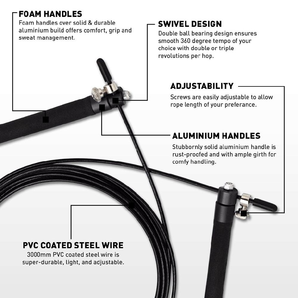 Rdx Sports RDX C3 Aluminum Handle Adjustable Skipping Rope