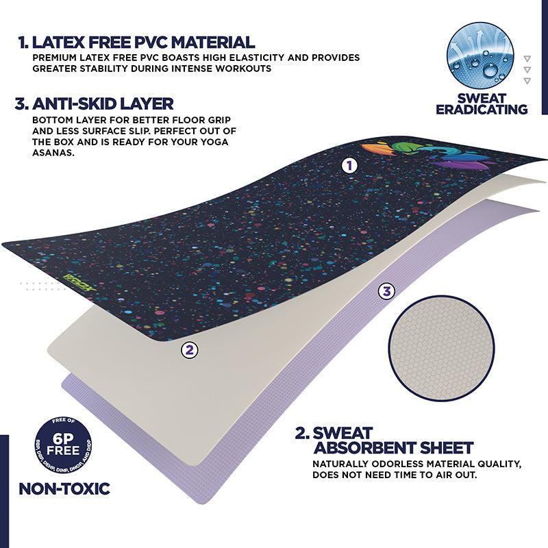Rdx Sports RDX D1 Iris 6mm PVC Yoga Mat Midnight Lotus