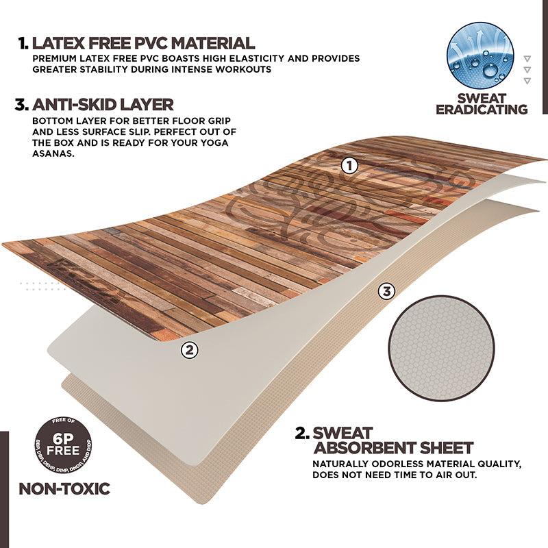 Rdx Sports RDX D4 Iris 6mm PVC Yoga Mat Rustic Wood