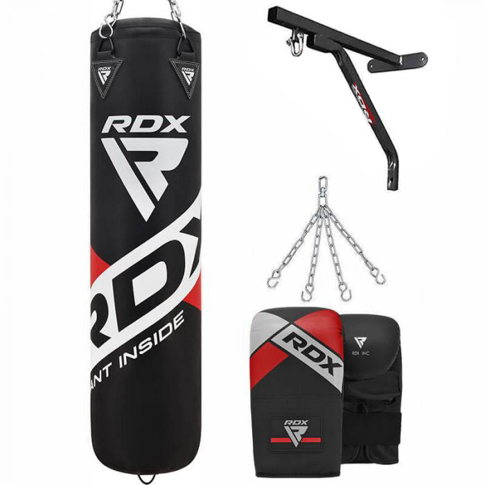 rdx sports RDX F10B 4ft / 5ft 4-in-1 Punch Bag with Bag Gloves & Wall Bracket Set