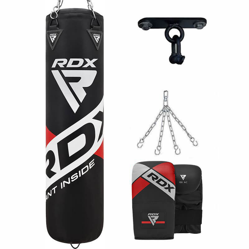 rdx sports RDX F10B 4ft / 5ft 4-in-1 Punch Bag with Mitts and Ceiling Hook Set
