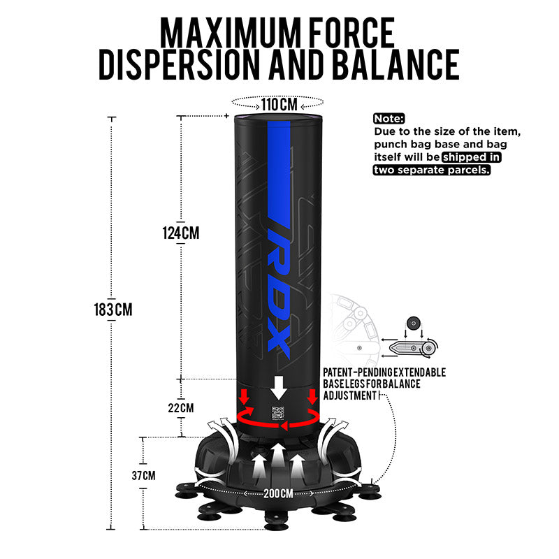 Rdx Sports RDX F6 6Ft Kara Blue Free Standing Punch Bag With Mitts Set