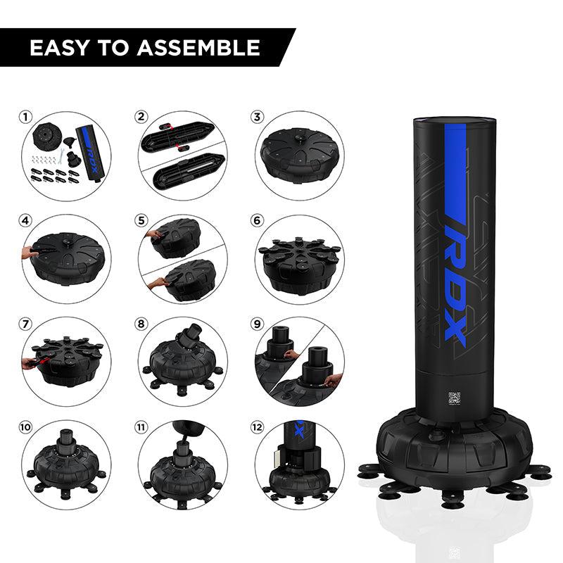 Rdx Sports RDX F6 6Ft Kara Blue Free Standing Punch Bag With Mitts Set