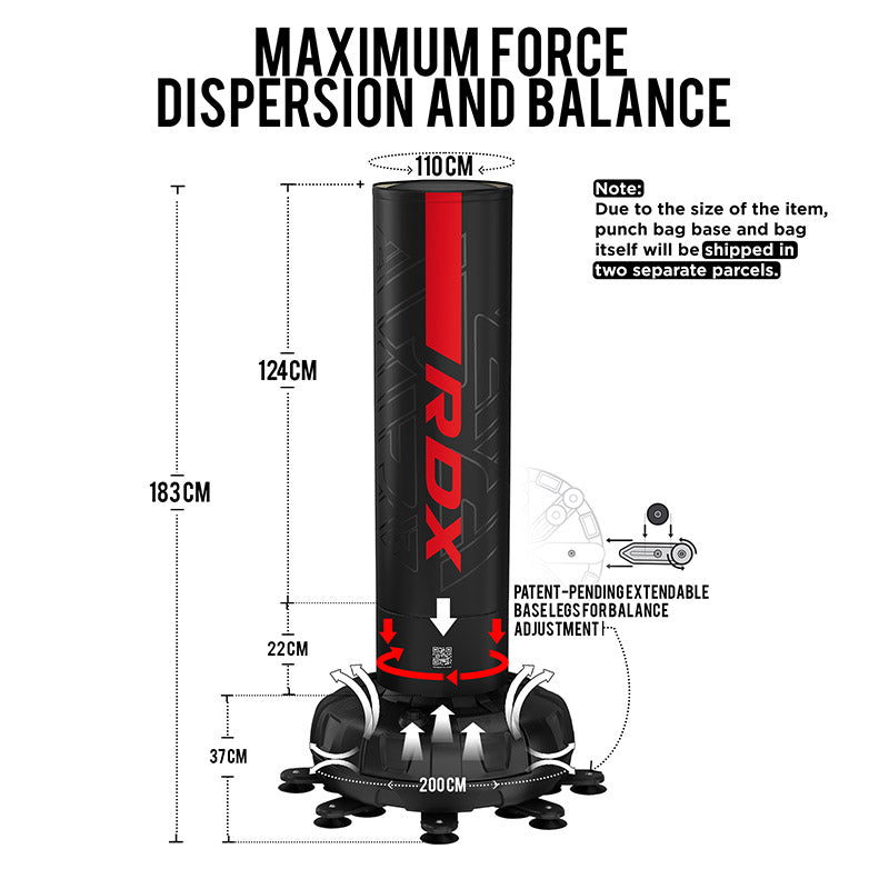 Rdx Sports RDX F6 6ft Kara Red & Black Free-Standing Punch Bag With Mitts Set