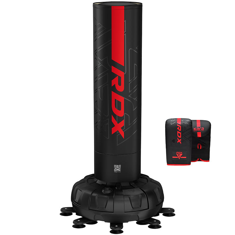 rdx sports RDX F6 6ft Kara Red & Black Free-Standing Punch Bag With Mitts Set