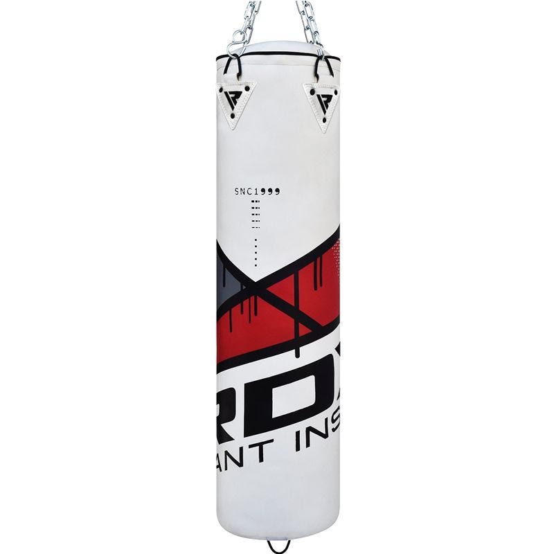 Rdx Sports RDX F7 4ft / 5ft 3-in-1 Ego White / Red Training Punch Bag With Mitts Set