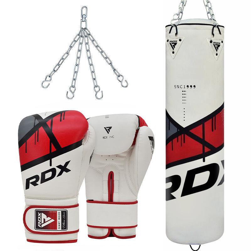 Rdx Sports RDX F7 Ego 4ft / 5ft 3-in-1 Punch Bag With Gloves Red / White Set
