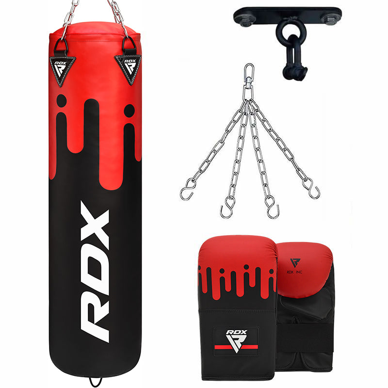 rdx sports RDX F9 4ft / 5ft 4-in-1 Punch Bag with Gloves & Ceiling Hook Set