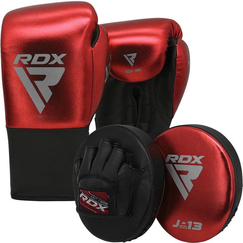 rdx sports RDX J13 KIDS 8oz Red boxing gloves and focus Pads Set