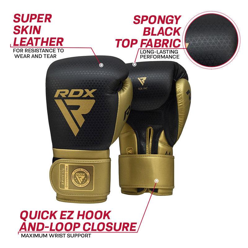 Rdx Sports RDX L2 Mark Pro Sparring Boxing Gloves Hook And Loop Black / Golden