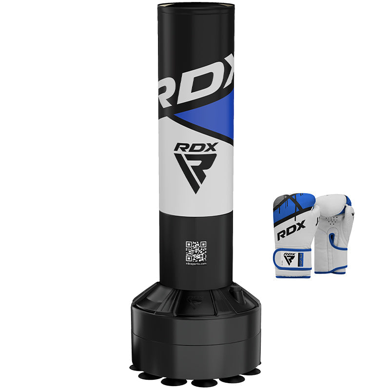 rdx sports RDX R8 4ft Kids Free Standing Punch Bag Blue With Gloves For Training & Workout Set