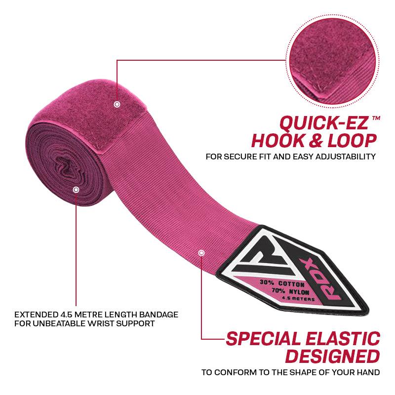 Rdx Sports RDX RP 4.5m Pink Women Pro Hand Wraps Tape For Boxing MMA & Muay Thai