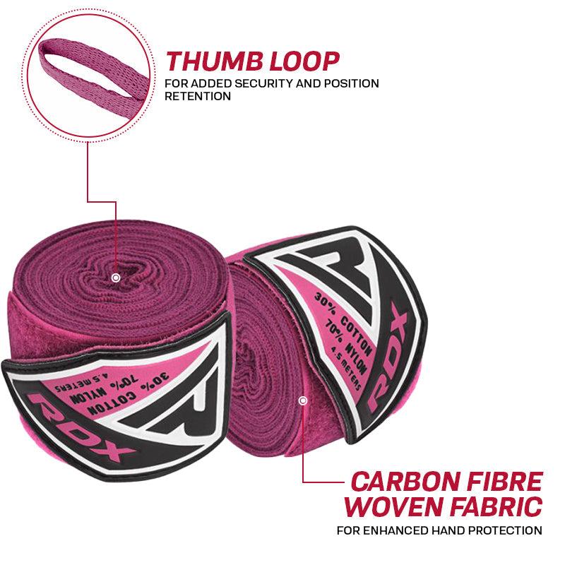 Rdx Sports RDX RP 4.5m Pink Women Pro Hand Wraps Tape For Boxing MMA & Muay Thai