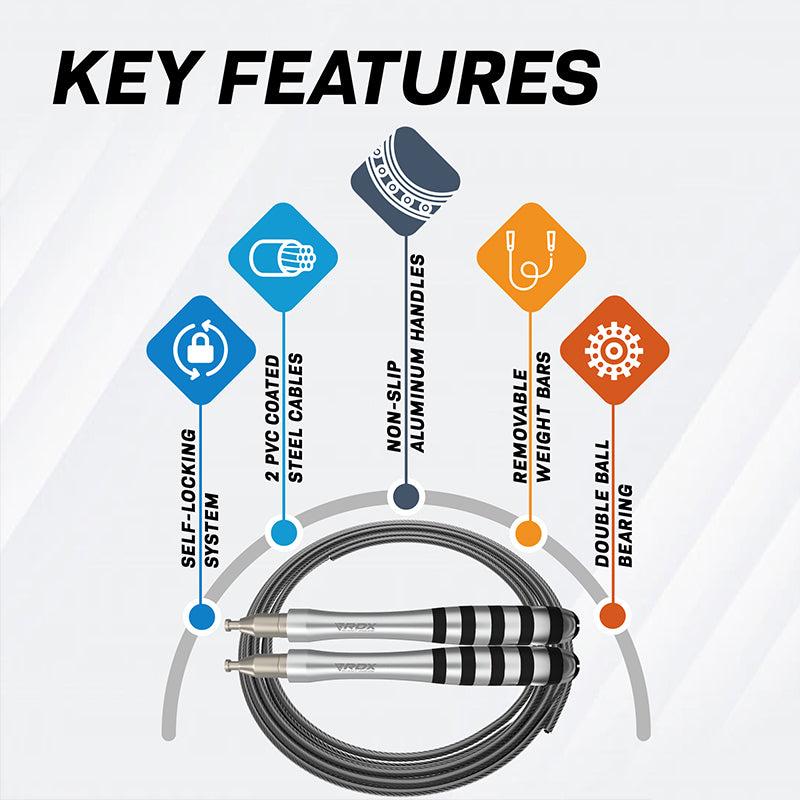 Rdx Sports RDX S1 Weighted 10.3ft Non-Slip Aluminum Handles Skipping Rope