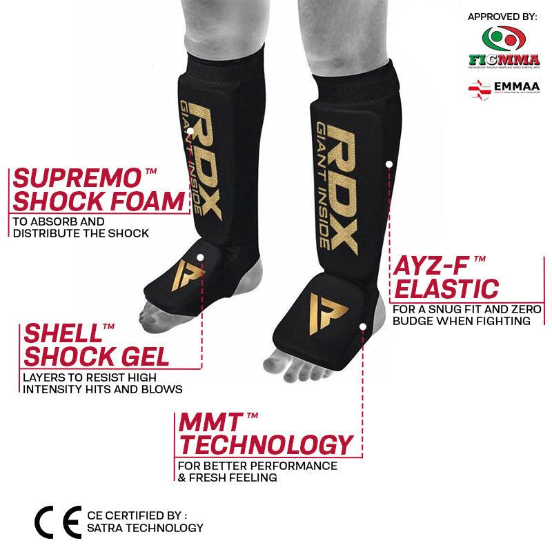 Rdx Sports RDX SI MMA Gel Padded Lightweight Shin Instep Guard OEKO-TEX® Standard 100 Certified