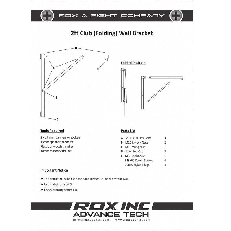 Rdx Sports RDX X2W Foldable Wall Bracket