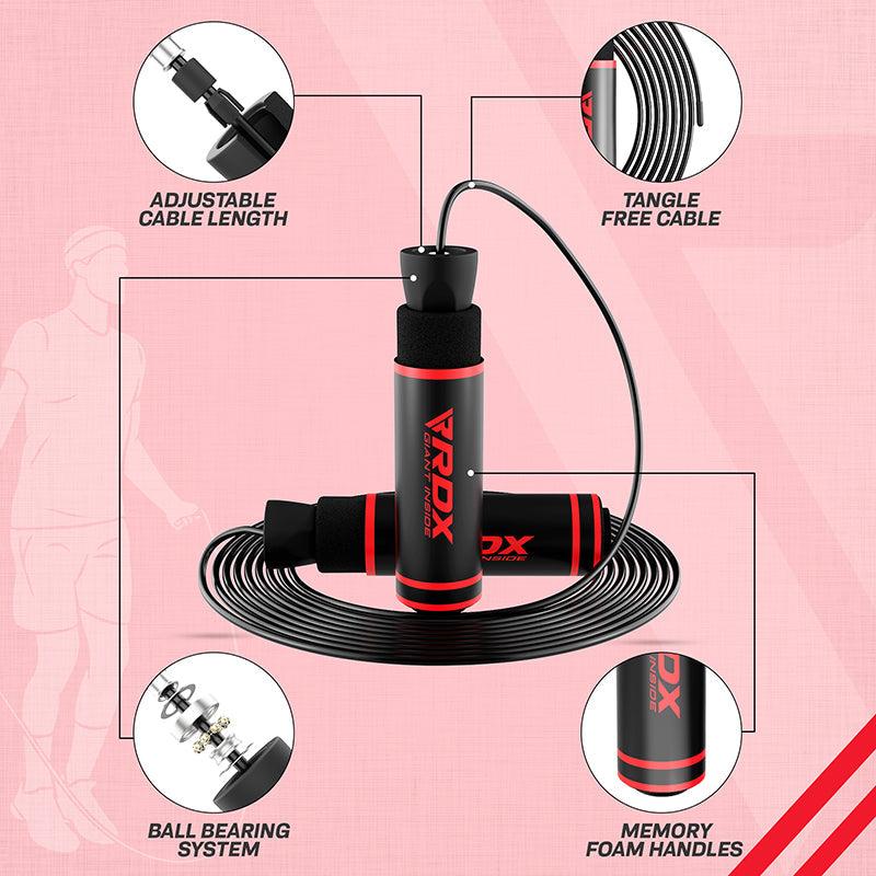 Rdx Sports RDX SR Adjustable 10.3ft Non-Slip Memory Foam Soft Handles Skipping Rope