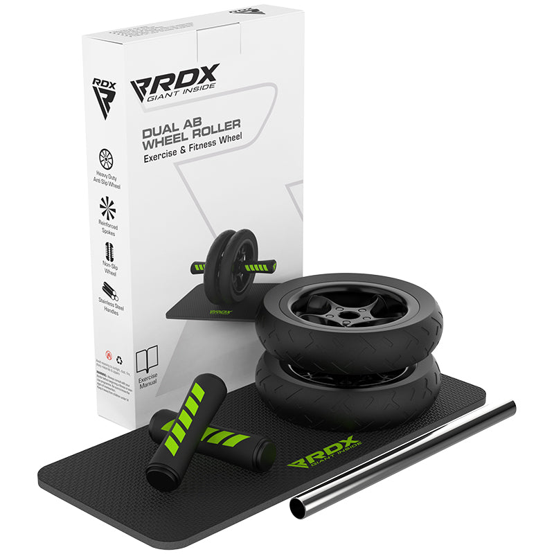 rdx sports RDX W1 2-in-1 Ab Wheel Roller & Knee Pad Mat