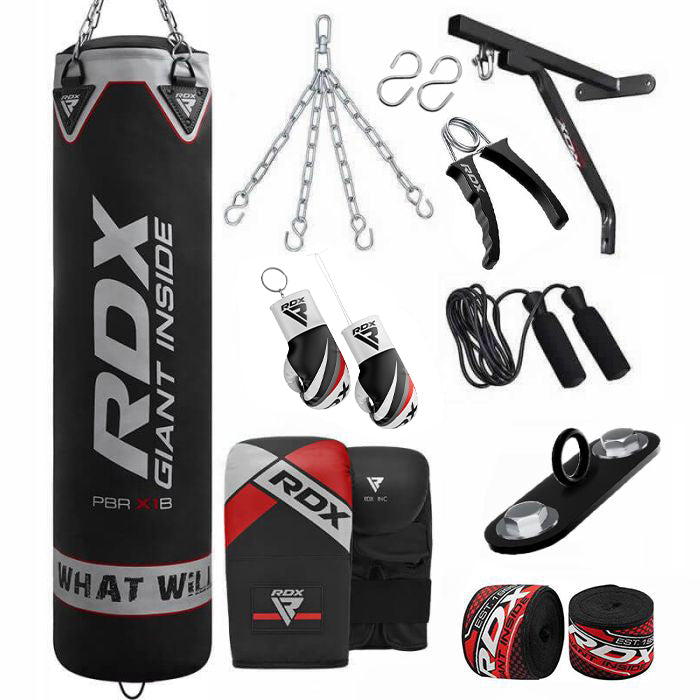 rdx sports RDX X1 14pc 4ft/5ft Punch Bag with Mitts Home Gym Set