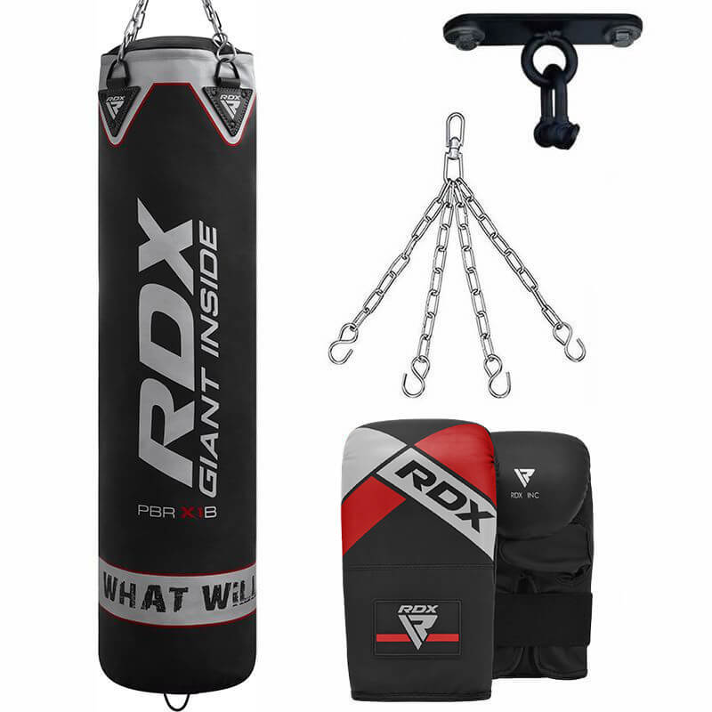 rdx sports RDX X1 4ft / 5ft 4-in-1 Punch Bag with Mitts & Ceiling Hook Set