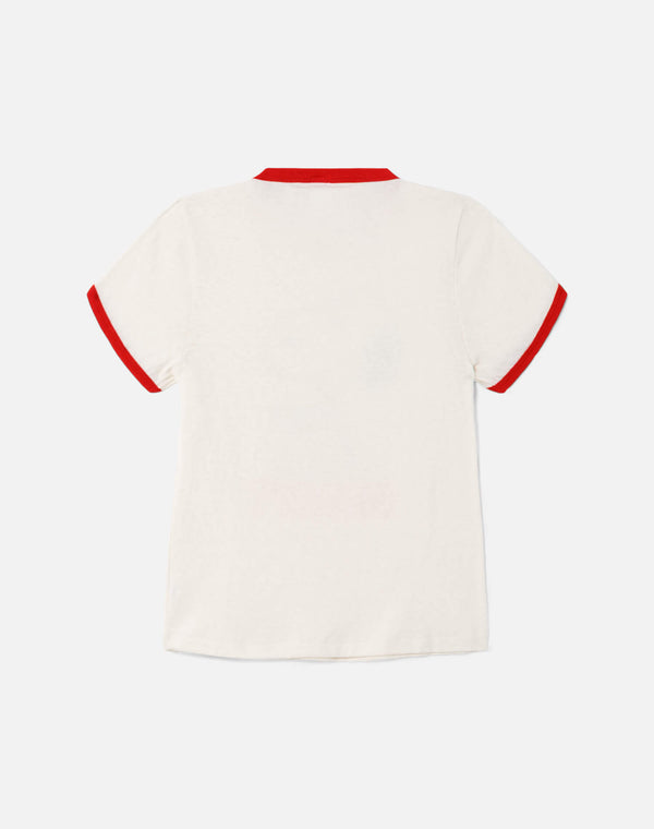 Re Done 60s Slim Ringer "Snoopy" Tee Vintage White With Crimson
