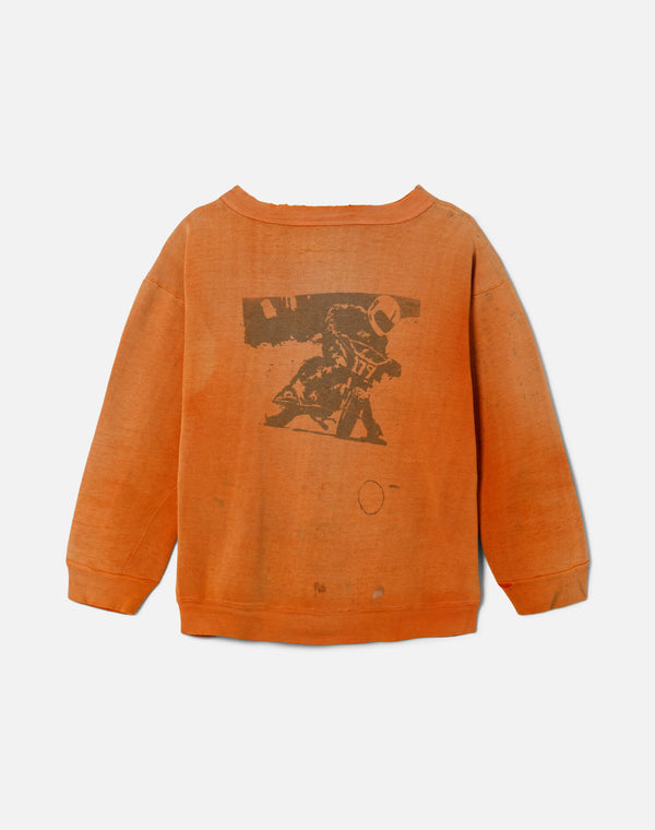re done 60s Water Print Motorcycle Sweatshirt Orange