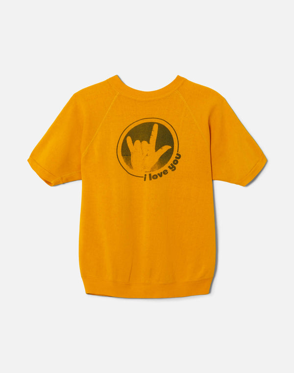 re done 70s I Love You Short Sleeve Sweatshirt Yellow
