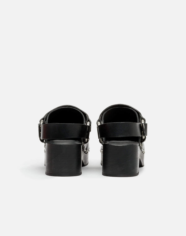 Re Done 70s Studded Slingback Clog Worn Black Leather