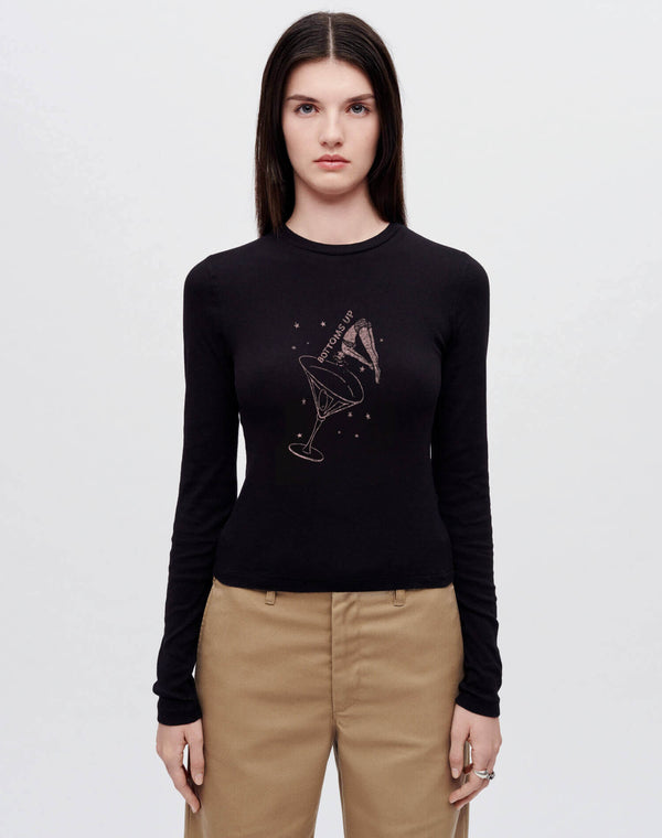 Re Done 90s Baby Long Sleeve "Bottoms Up" Washed Black