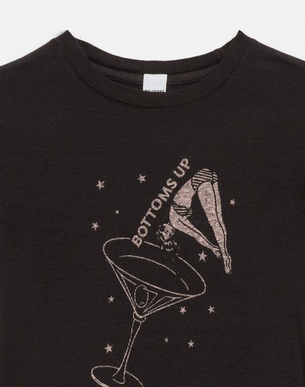 Re Done 90s Baby Long Sleeve "Bottoms Up" Washed Black