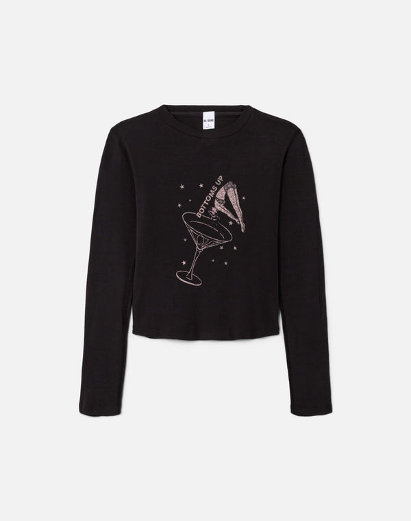 re done 90s Baby Long Sleeve "Bottoms Up" Washed Black