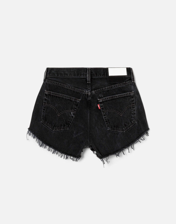 Re Done Black French Cut Mid Rise Relaxed Short Black
