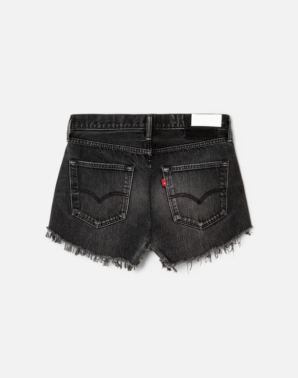 Re Done Black French Cut Mid Rise Relaxed Short Black