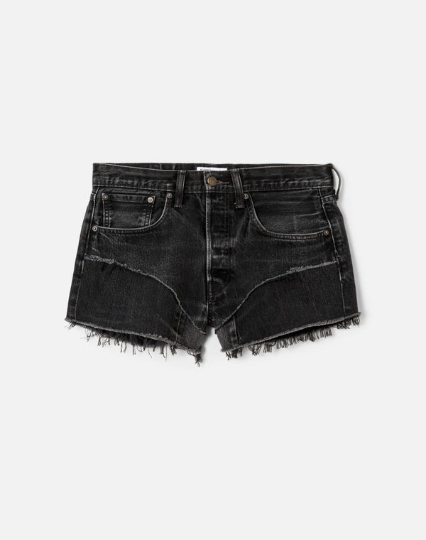 re done Black French Cut Mid Rise Relaxed Short Black