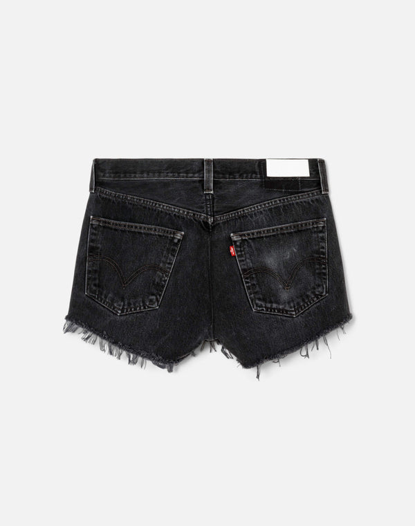 Re Done Black French Cut Mid Rise Relaxed Short Black