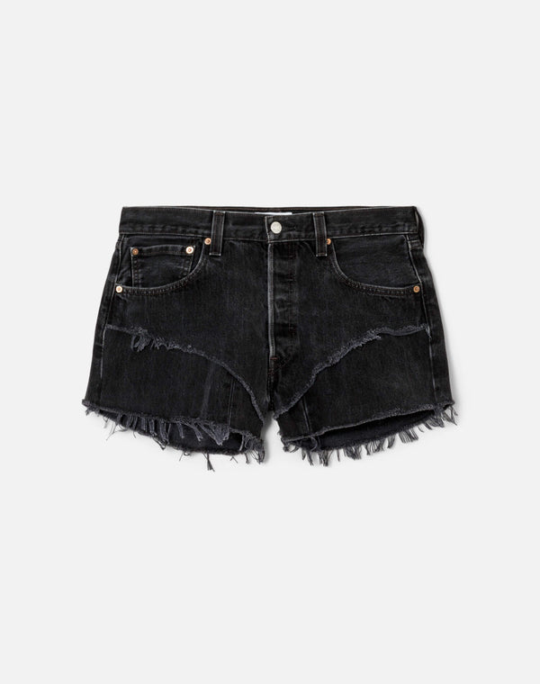 re done Black French Cut Mid Rise Relaxed Short Black