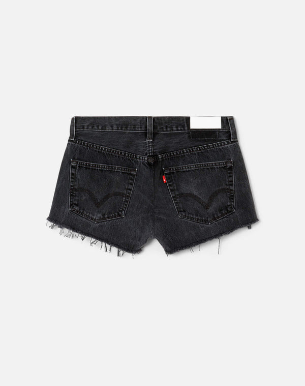 Re Done Black French Cut Mid Rise Relaxed Short Black