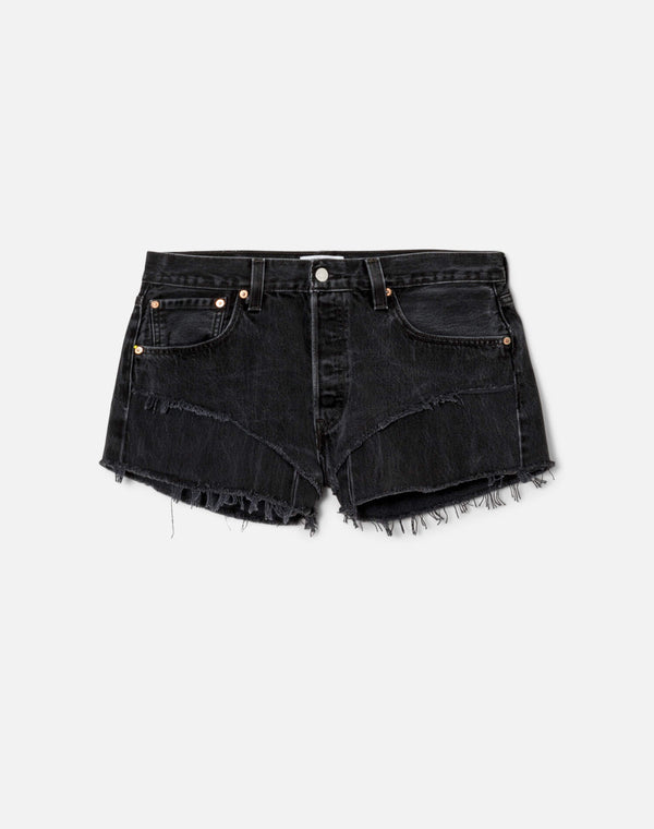 re done Black French Cut Mid Rise Relaxed Short Black