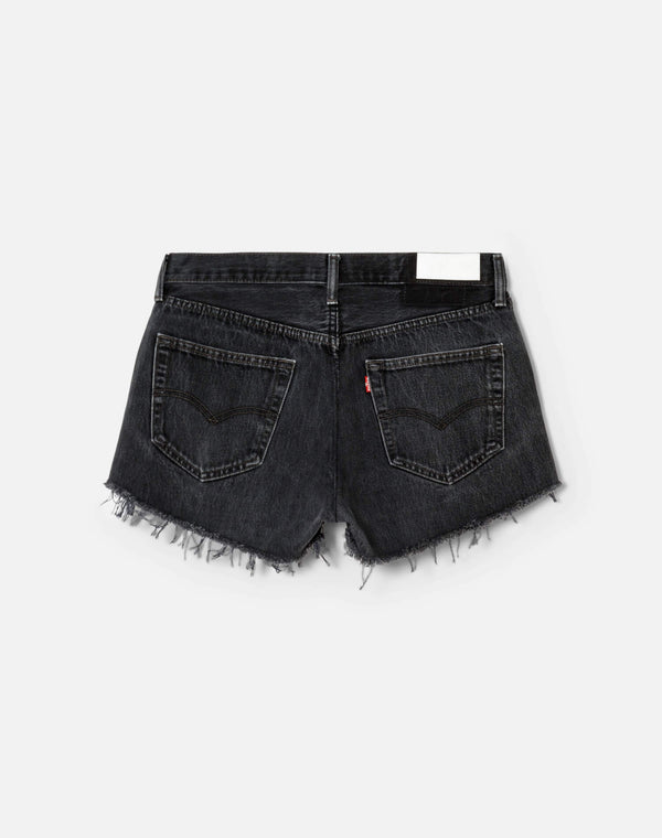 Re Done Black French Cut Mid Rise Relaxed Short Black