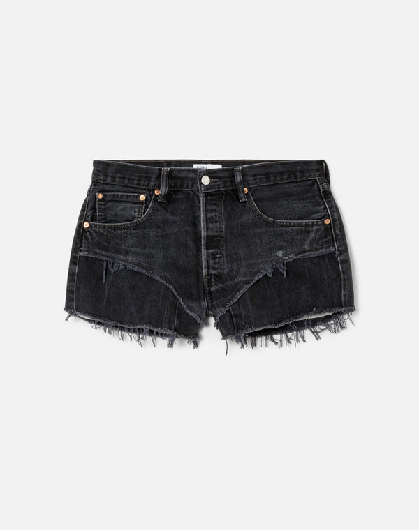 re done Black French Cut Mid Rise Relaxed Short Black