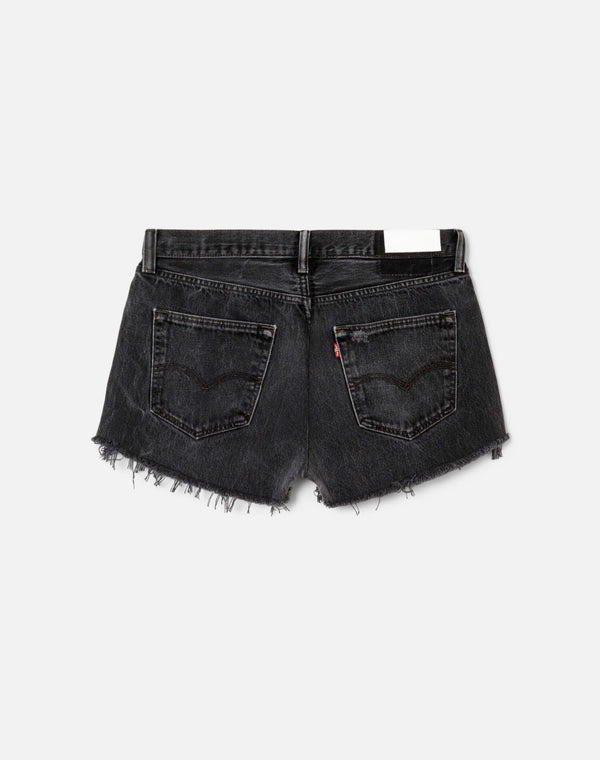 Re Done Black French Cut Mid Rise Relaxed Short Black