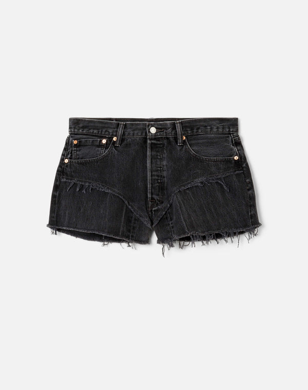 re done Black French Cut Mid Rise Relaxed Short Black